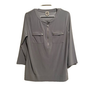 ANN KLEIN~BLOUSE~GRAY~M